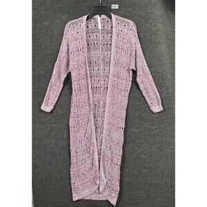Aeropostale Long Open Front Cardigan Sweater Womens Size S Pink Knit Long Sleeve